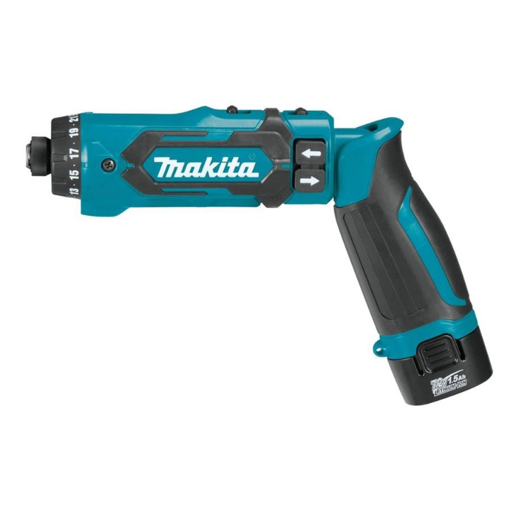 Makita 7.2v driver drill pen li-ion - with 2x1.5ah charger and sui