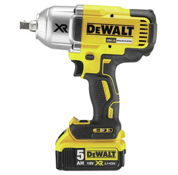 Dewalt 18V XR Brushless High Torque 1/2" Impact Wrench Hog Ring - 2 x 5Ah