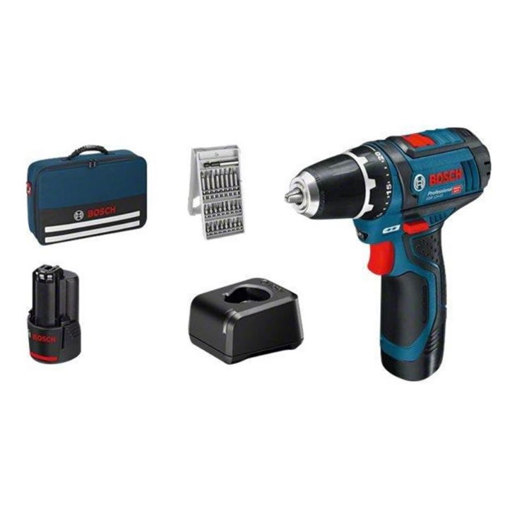 Bosch GSR 12V-15 PROFESSIONAL DRILL/SCREW MACHINE WITH 2X