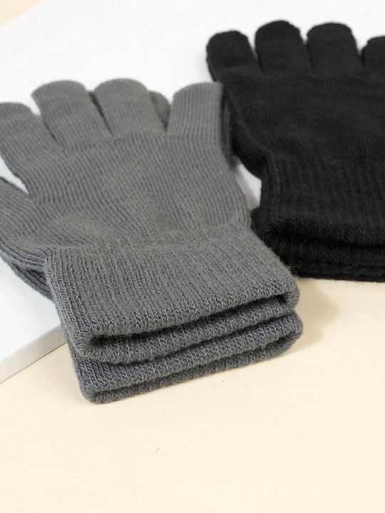 2pairs Casual Simple Knitted Gloves For Autumn And Winter - Lolli World Marketplace