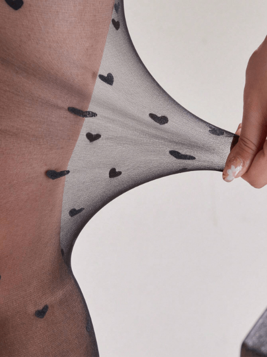 2pairs/Pack 30d Plus Size Women's Customizable Printed Heart, Polka Dot, Leopard Print Pantyhose - Lolli World Marketplace