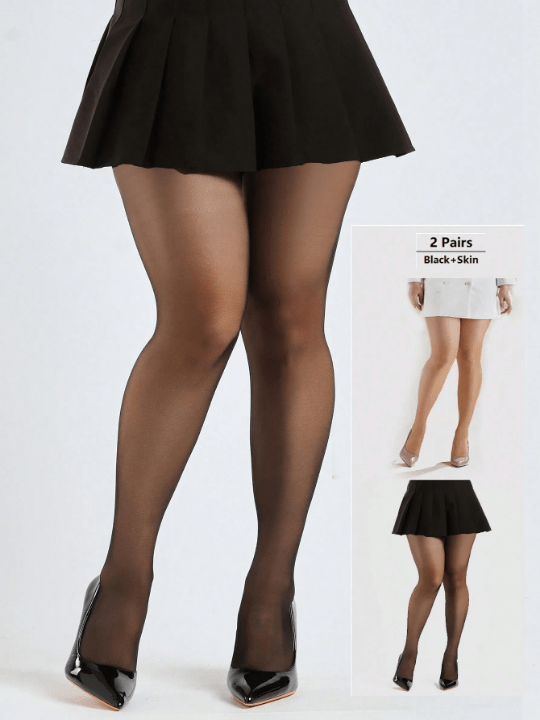 2pairs/Set 30d Ultra - Thin Nylon Stockings For Women Daily Wear With Pantyhose(1pair Black & 1pair Skin Color) - Lolli World Marketplace