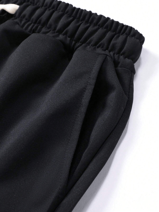 2pcs/Set Men's Fashionable Regular Fit Long Trousers, Spring/Summer Solid Color Basic Casual Sports Jogger Pants With Elastic Waistband And Drawstring - Lolli World Marketplace