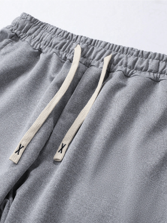 2pcs/Set Men's Fashionable Regular Fit Long Trousers, Spring/Summer Solid Color Basic Casual Sports Jogger Pants With Elastic Waistband And Drawstring - Lolli World Marketplace