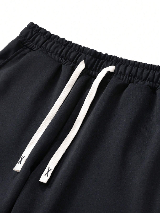 2pcs/Set Men's Fashionable Regular Fit Long Trousers, Spring/Summer Solid Color Basic Casual Sports Jogger Pants With Elastic Waistband And Drawstring - Lolli World Marketplace