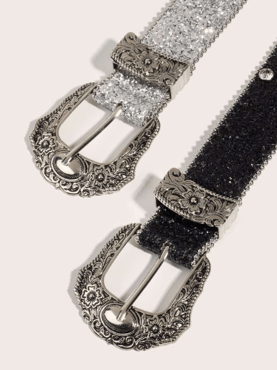 2pcs/Set Women's Western Style Belt With Rhinestones For Cowgirl - Lolli World Marketplace