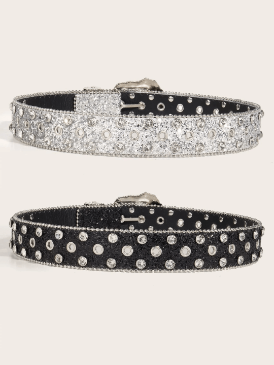 2pcs/Set Women's Western Style Belt With Rhinestones For Cowgirl - Lolli World Marketplace