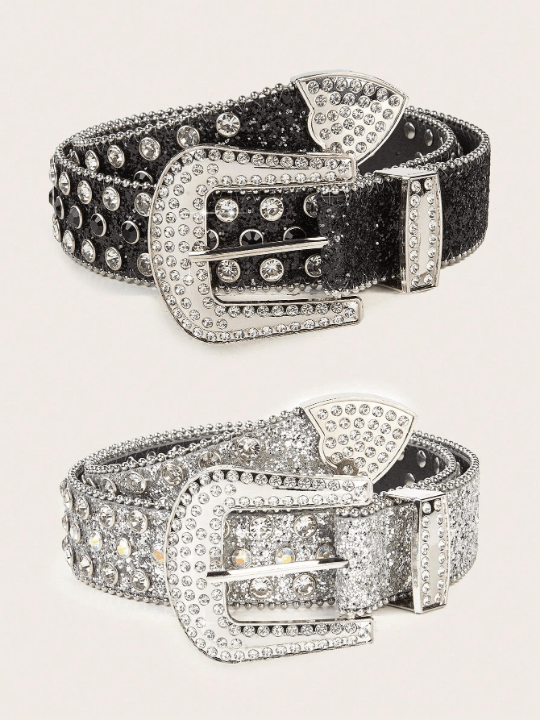 2pcs/Set Women's Western Style Rhinestone Belt For Cowgirl - Lolli World Marketplace