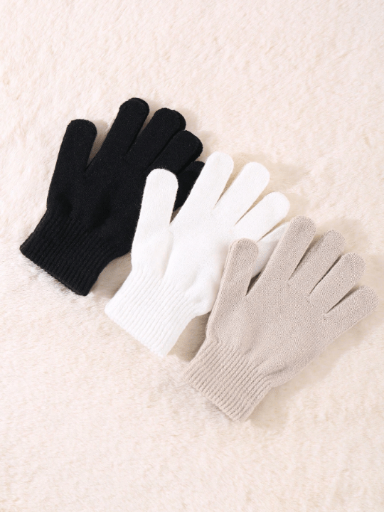 3 Pairs Winter Magic Gloves Black Knit Gloves Warm Stretchy Gloves for Cosplay Costume Cold Weather - Lolli World Marketplace