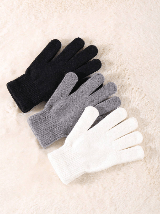 3 Pairs Winter Magic Gloves Black Knit Gloves Warm Stretchy Gloves for Cosplay Costume Cold Weather - Lolli World Marketplace