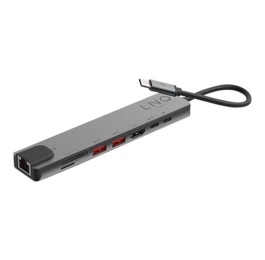 LINQ byELEMENTS 8in1 Pro USB-C 10Gbps Multiport Hub with 4K HDMI Ethernet and Card Reader