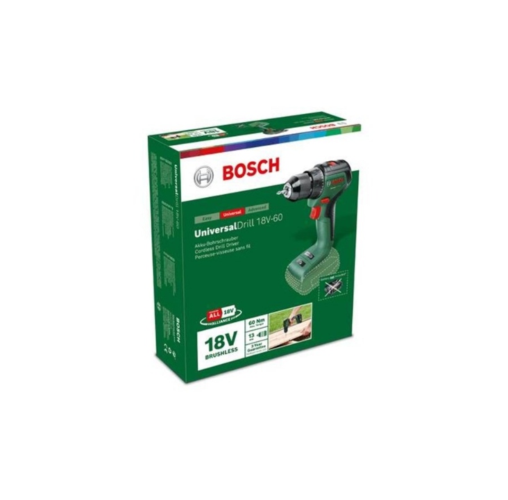 Bosch Cordless Drill Driver UniversalDrill 18V-60 2X2.0AH