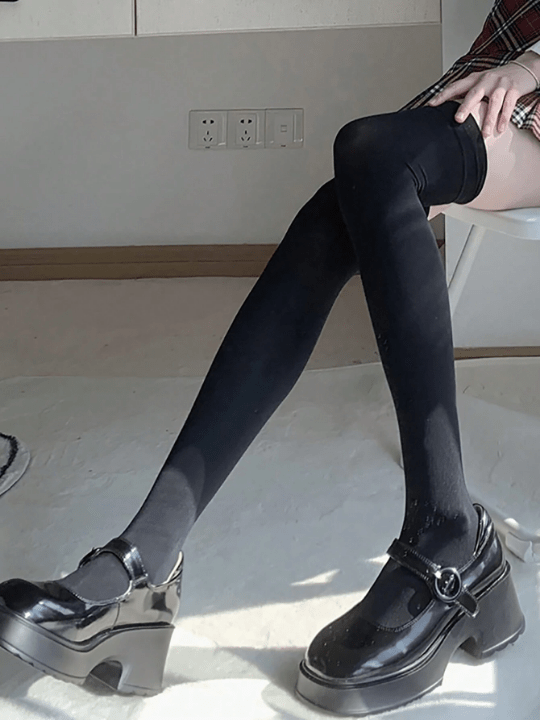 3pairs Lolita Style Sexy Women's Pressure Socks, Black & Schoolgirl Style Jk Socks,3 Styles Included: Over Knee Socks+Thigh - High Socks+Knee - High Socks - Lolli World Marketplace
