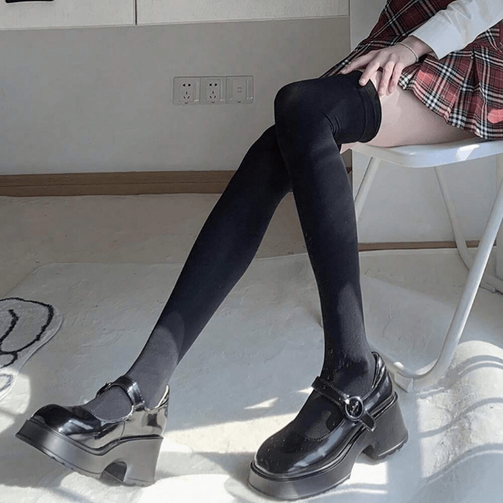 3pairs Lolita Style Sexy Women's Pressure Socks, Black & Schoolgirl Style Jk Socks,3 Styles Included: Over Knee Socks+Thigh - High Socks+Knee - High Socks - Lolli World Marketplace