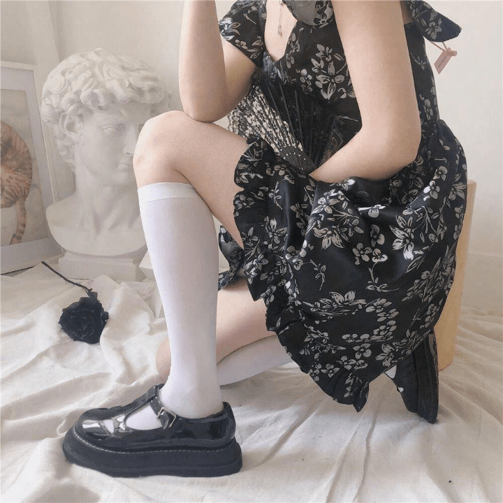3pairs Lolita Style Women's White Pressure Socks Set, Including Three Types: Over - The - Knee Socks, Ankle Socks, And Stockings - Lolli World Marketplace