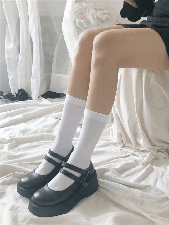 3pairs Lolita Style Women's White Pressure Socks Set, Including Three Types: Over - The - Knee Socks, Ankle Socks, And Stockings - Lolli World Marketplace
