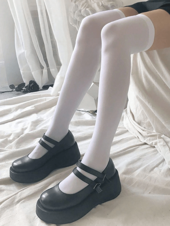 3pairs Lolita Style Women's White Pressure Socks Set, Including Three Types: Over - The - Knee Socks, Ankle Socks, And Stockings - Lolli World Marketplace