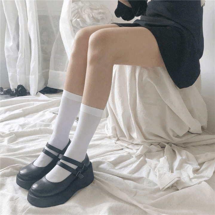 3pairs Lolita Style Women's White Pressure Socks Set, Including Three Types: Over - The - Knee Socks, Ankle Socks, And Stockings - Lolli World Marketplace