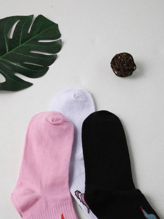 3pairs Women Fire Pattern Fashionable Crew Socks, For Daily Life - Lolli World Marketplace