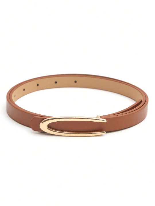 3pcs Women's Gold Tone Buckle Black/white/brown All - match Romantic Casual Thin Belt, Suitable For All Seasons - Lolli World Marketplace
