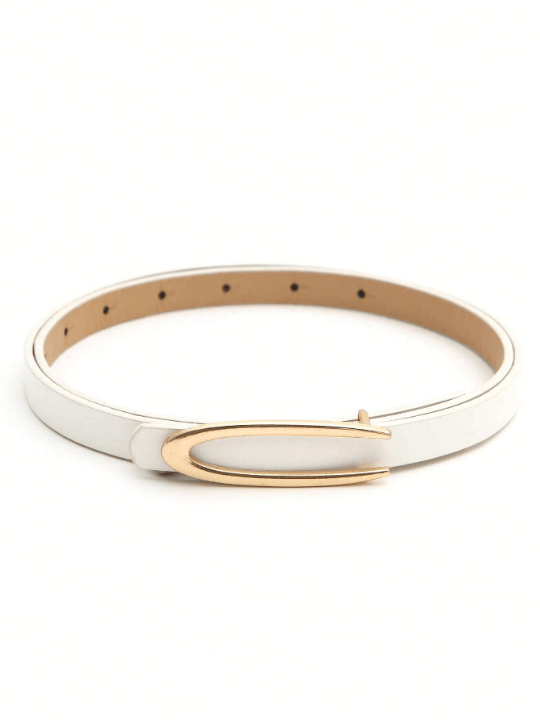 3pcs Women's Gold Tone Buckle Black/white/brown All - match Romantic Casual Thin Belt, Suitable For All Seasons - Lolli World Marketplace