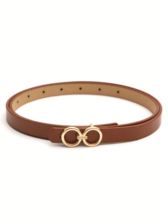 3pcs Women's Gold Tone Buckle Black/white/brown All - match Romantic Casual Thin Waist Belt, All Seasons - Lolli World Marketplace