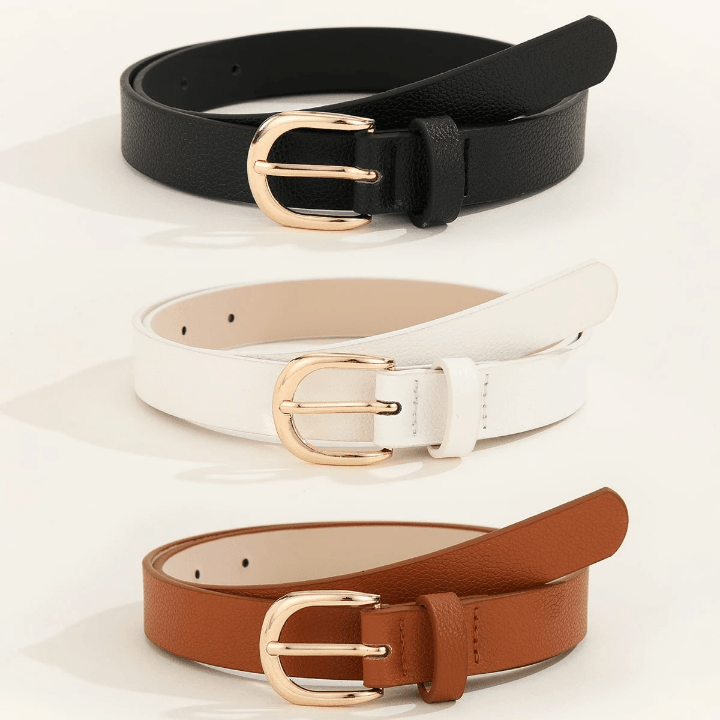 3pcs Women's Metal Square Buckle Simple & Versatile Waist Belt For Dress, Jeans, And Suit Pants Suitable For Daily Wear - Lolli World Marketplace