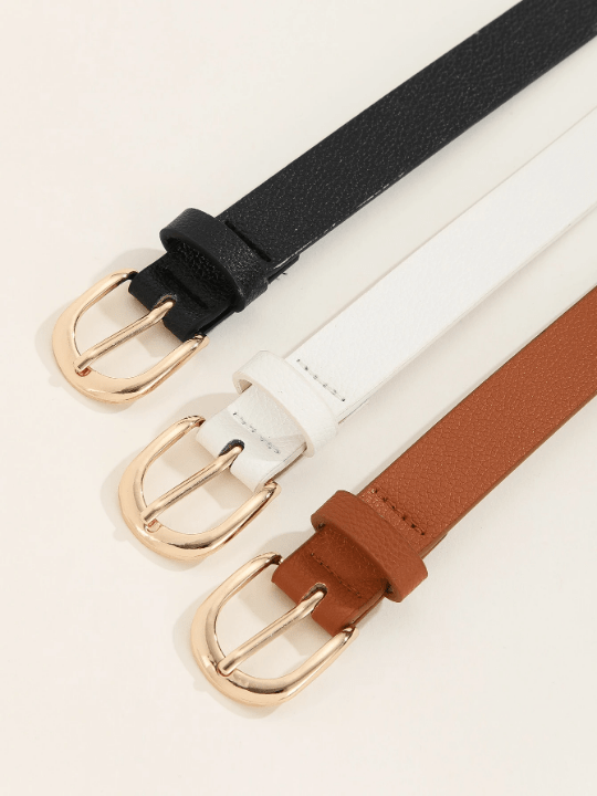 3pcs Women's Metal Square Buckle Simple & Versatile Waist Belt For Dress, Jeans, And Suit Pants Suitable For Daily Wear - Lolli World Marketplace