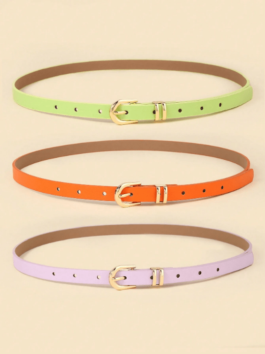 3pcs/Set Simple & Fashionable & Versatile Decorative Women's U - Shaped Buckle Belt - Lolli World Marketplace