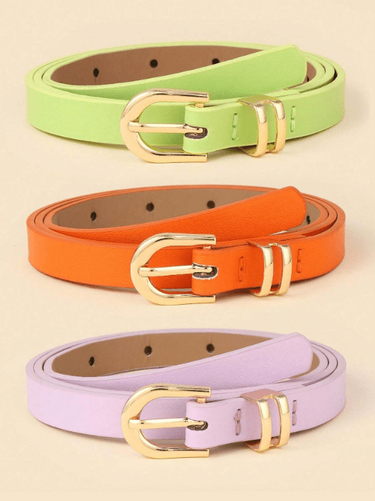 3pcs/Set Simple & Fashionable & Versatile Decorative Women's U - Shaped Buckle Belt - Lolli World Marketplace