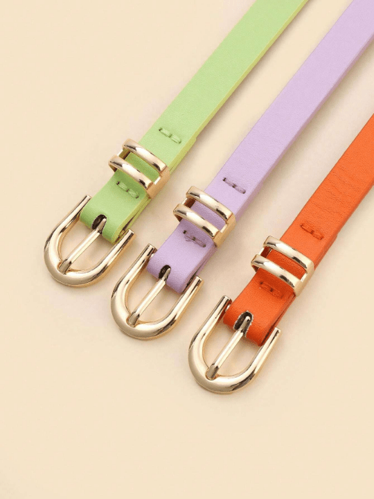 3pcs/Set Simple & Fashionable & Versatile Decorative Women's U - Shaped Buckle Belt - Lolli World Marketplace