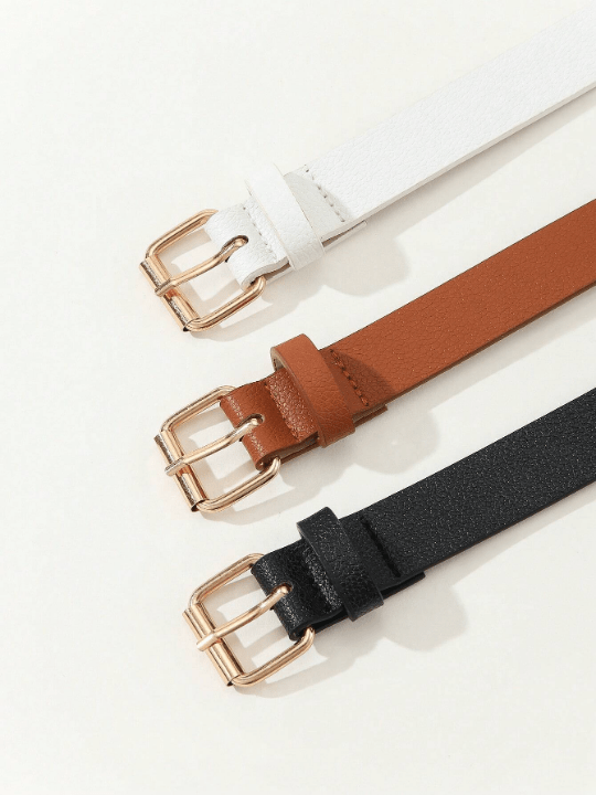 3pcs/Set Women's Casual Buckle Belt, Suitable For Daily Wear, Work Attire, Dress Or Jeans - Lolli World Marketplace