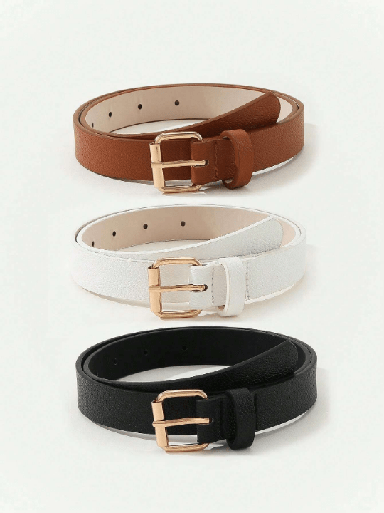 3pcs/Set Women's Casual Buckle Belt, Suitable For Daily Wear, Work Attire, Dress Or Jeans - Lolli World Marketplace