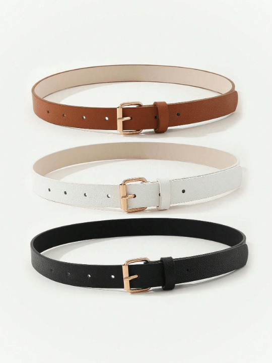 3pcs/Set Women's Casual Buckle Belt, Suitable For Daily Wear, Work Attire, Dress Or Jeans - Lolli World Marketplace
