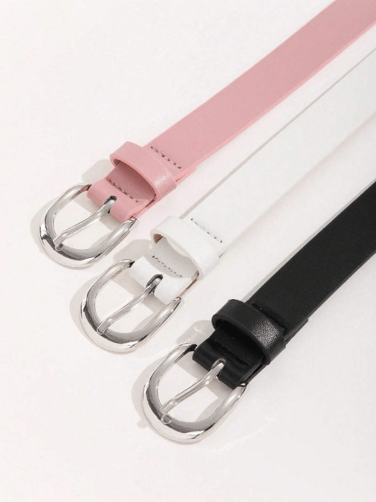 3pcs/Set Women's Metal Square Buckle Simple All - Match Waist Belt For Dresses, Jeans, Trousers - Lolli World Marketplace
