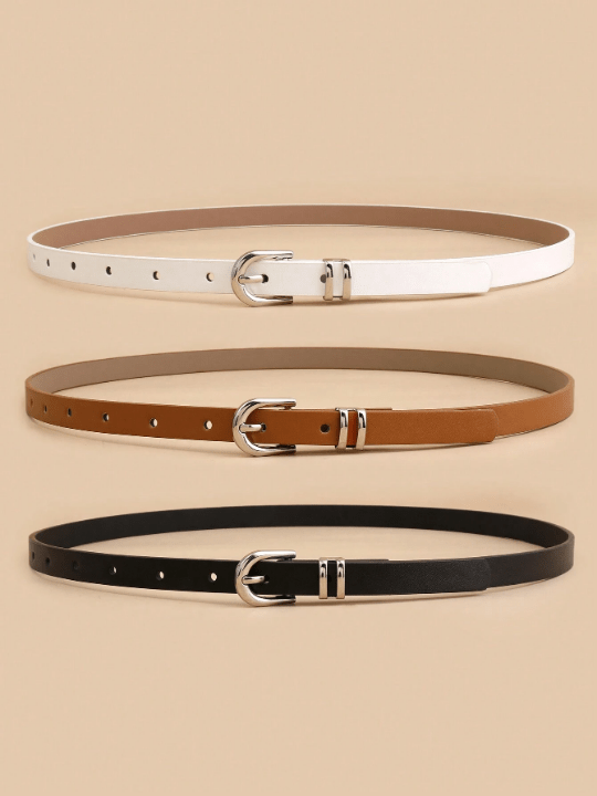 3pcs/set Women's Simple & Fashionable U - shaped Buckle Belt, Versatile Decorative Waistband - Lolli World Marketplace