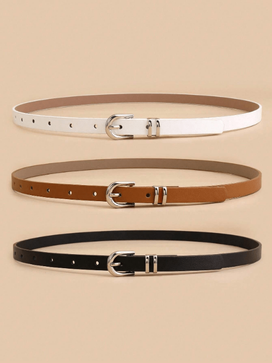 3pcs/set Women's Simple & Fashionable U - shaped Buckle Belt, Versatile Decorative Waistband - Lolli World Marketplace