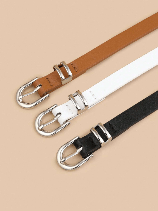 3pcs/set Women's Simple & Fashionable U - shaped Buckle Belt, Versatile Decorative Waistband - Lolli World Marketplace