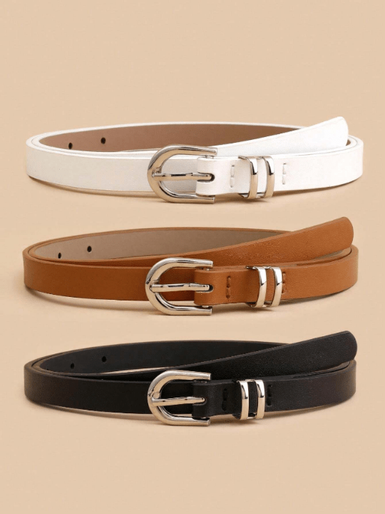 3pcs/set Women's Simple & Fashionable U - shaped Buckle Belt, Versatile Decorative Waistband - Lolli World Marketplace