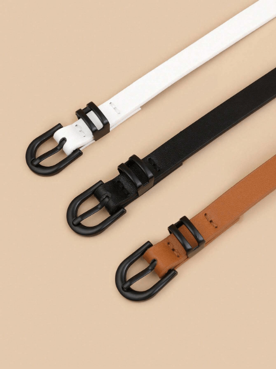 3pcs/Set Women's Simple & Fashionable Versatile Decorative Waist Belt With U - Shaped Buckle - Lolli World Marketplace