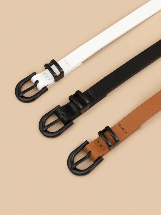 3pcs/Set Women's Simple & Fashionable Versatile Decorative Waist Belt With U - Shaped Buckle - Lolli World Marketplace