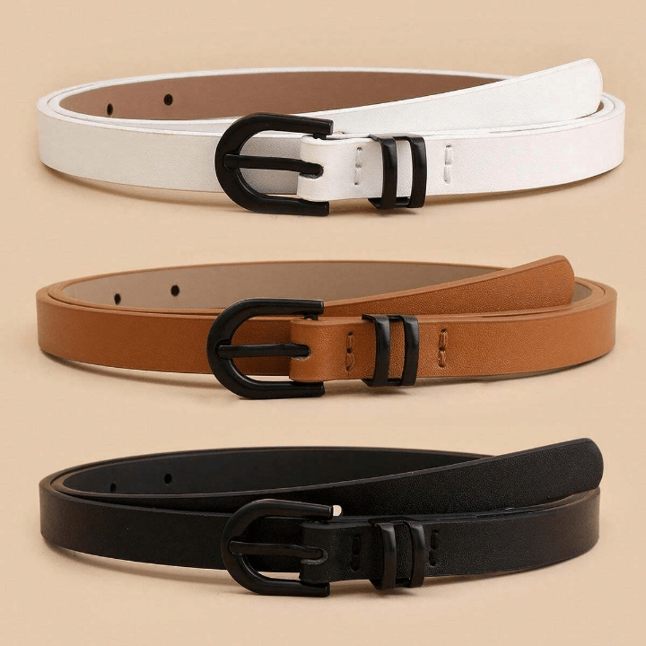 3pcs/Set Women's Simple & Fashionable Versatile Decorative Waist Belt With U - Shaped Buckle - Lolli World Marketplace