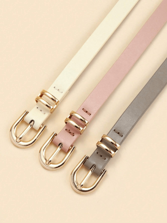 3pcs/Set Women's U - Shaped Belt Buckle Simple Fashionable Versatile Waistband With Decoration - Lolli World Marketplace