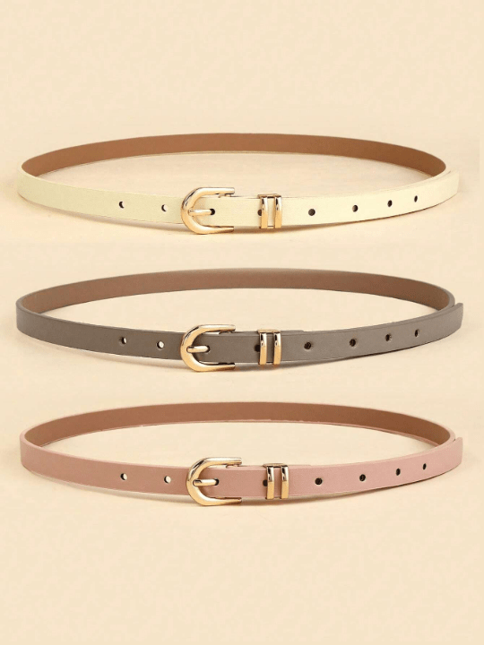 3pcs/Set Women's U - Shaped Belt Buckle Simple Fashionable Versatile Waistband With Decoration - Lolli World Marketplace
