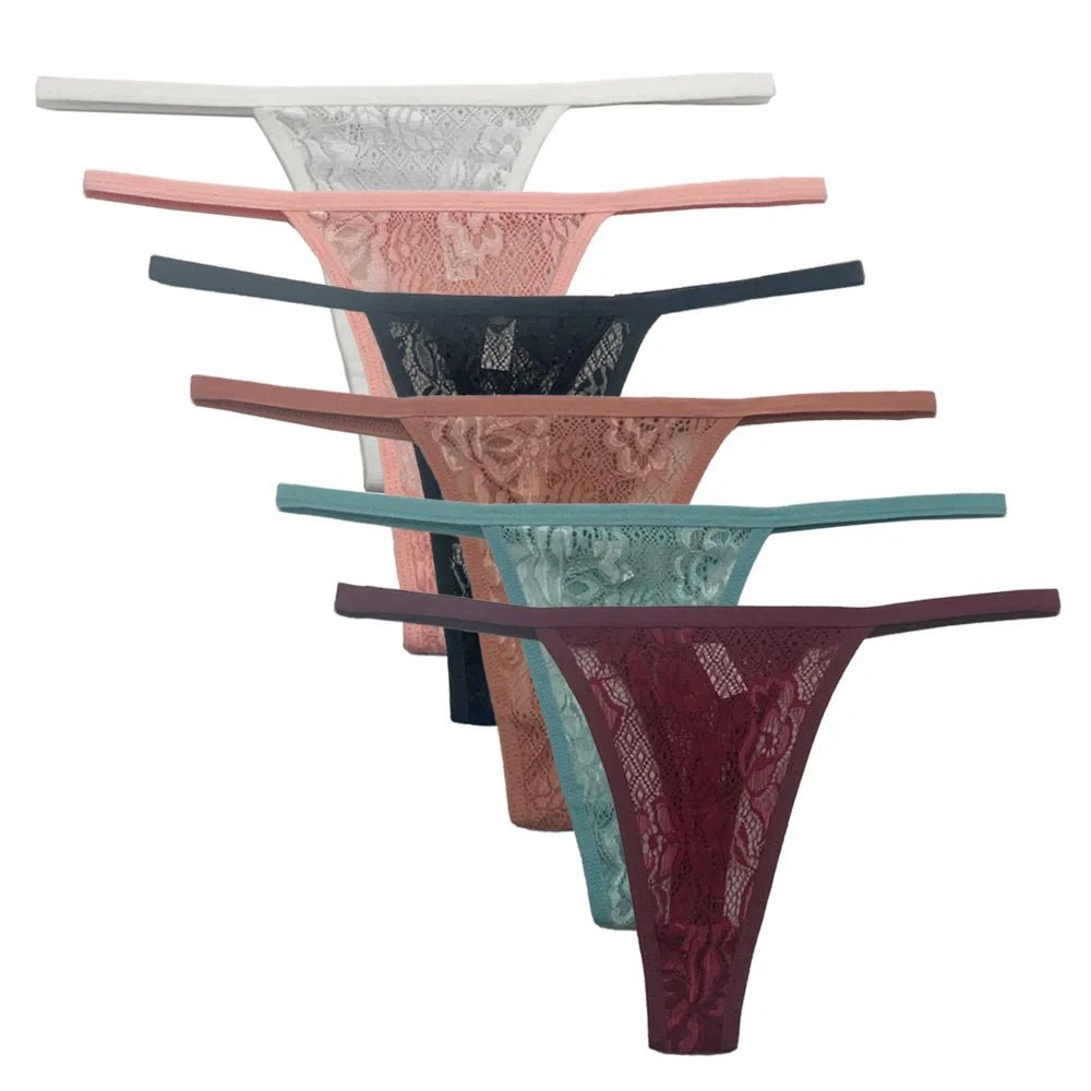 5 PCS/Set Sexy Lace Thongs Low Waist Underwear Women G - string Underpants Lady Bikini Panties Female Sexy Lingerie M - XL