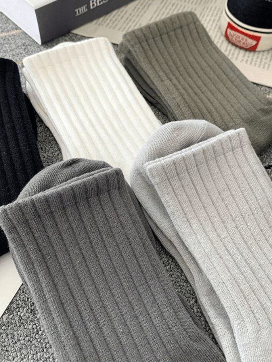 5pairs Autumn/winter Mid Calf Socks Black/white Anti - odor Sweat - absorbent Breathable Sporty Socks - Lolli World Marketplace