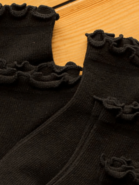 5pairs Solid Frill Trim Crew Socks - Lolli World Marketplace
