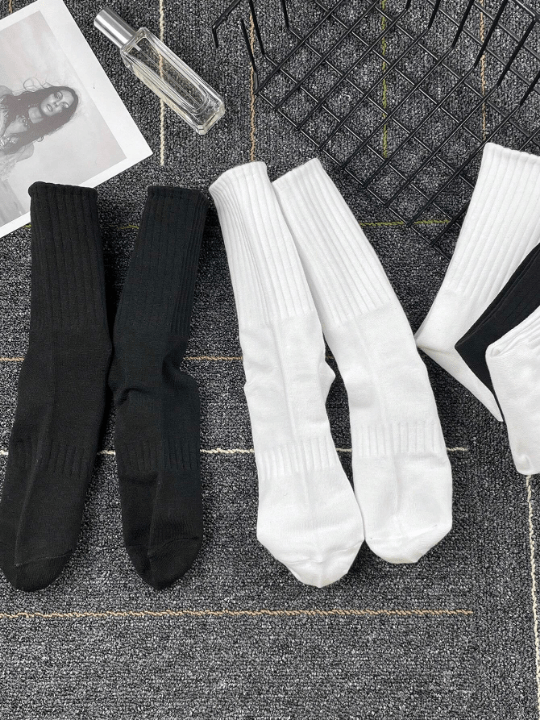 5pairs Women's Casual Black & White Mid - calf Socks For Spring And Autumn - Lolli World Marketplace