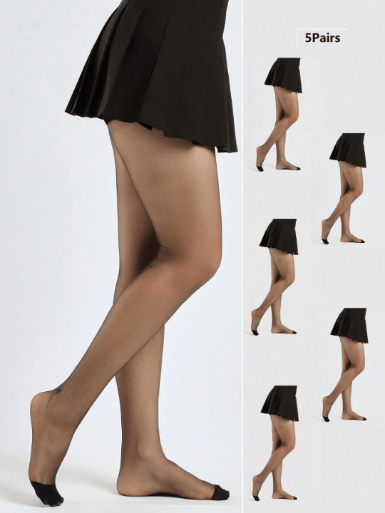 5pairs/Pack 10d Ultra Sheer Pantyhose Women's Daily Wear Tights - Lolli World Marketplace