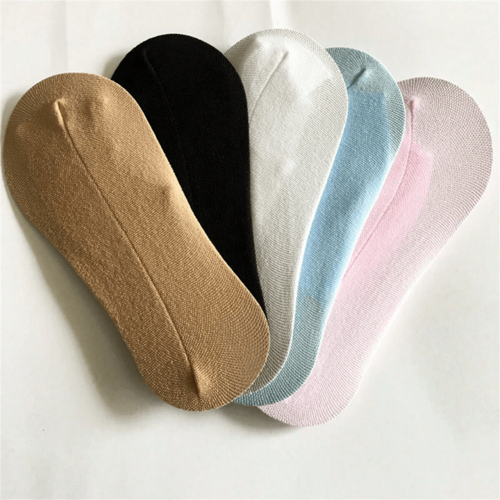 5pairs/Pack New Style Women's Candy - Colored Boat Socks, Casual Anti - Slip Invisible Shallow Mouth Socks, Nylon Invisible Socks, Low - Cut Short Socks For All Seasons - Lolli World Marketplace
